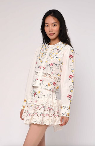 Hallie Top - Tea Rose Embroidery