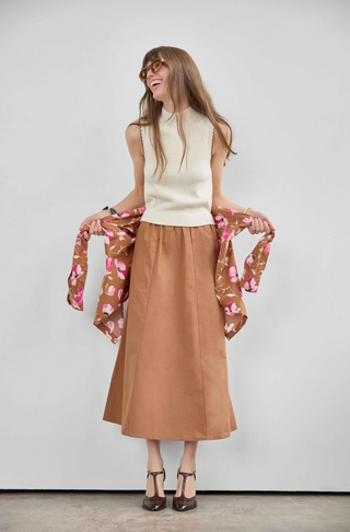 Mixed Media Mock Neck Dress - Rope