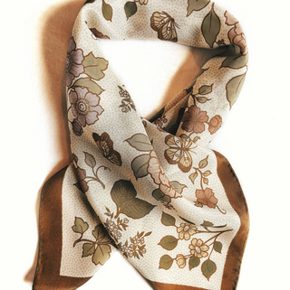 100% Silk Bandana Western Floral & Butterfly  – 23” Square