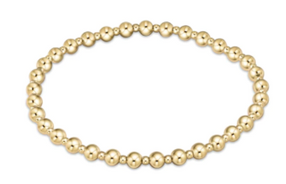 Classic Grateful Pattern 4mm Bead Bracelet - Gold