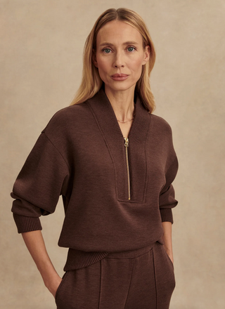 Sally Half Zip Sweater - Coffee Bean Marl