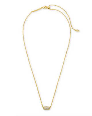 Grayson Crystal Pendant - Gold Metal White CZ