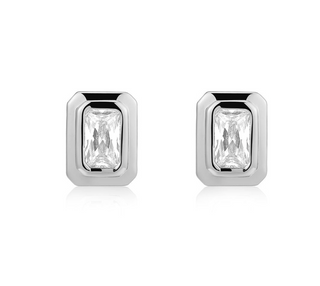 The Emerald Bezel Stud - Silver