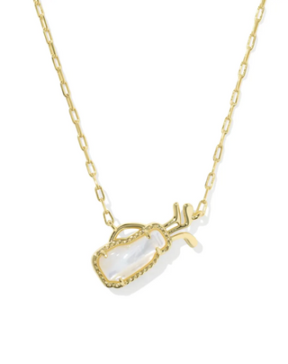 Golf Short Pendant Necklace - Gold Ivory Mother of Pearl