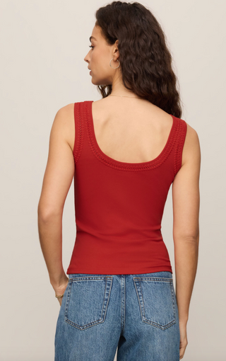 Larkin Embroidered Tank - Chili Pepper