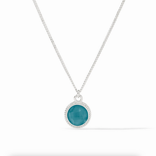 Fleur-de-Lis Solitaire Necklace - Silver Iridescent Montana Blue
