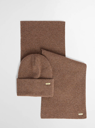 Barbour Winona Beanie & Scarf Gift Set - Mocha