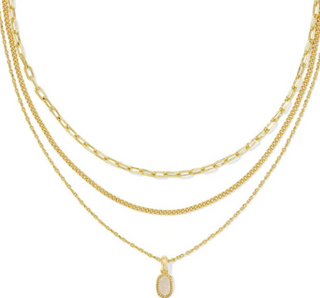 Mini Elisa Triple Strand Necklace - Gold Iridescent Drusy