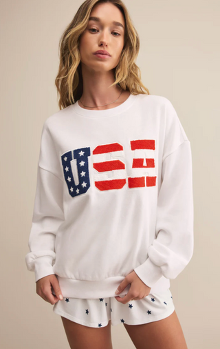 Oversized USA Sweatshirt - White