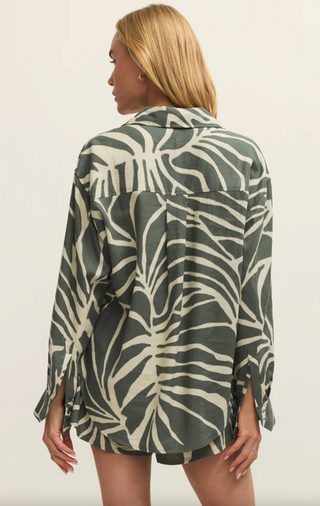 Alfie Tova Palm Button Up - Tea Leaf