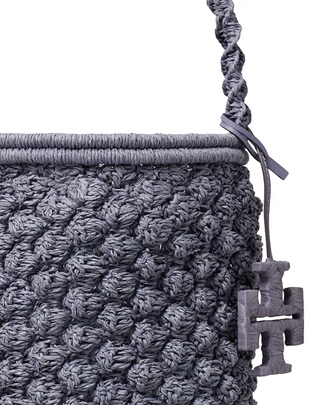 Ella Hand-Crocheted Popcorn Stitch Bucket Bag - Gray