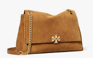 Charlie Quilted Suede Shoulder Bag - Caramel