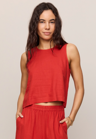 Sloane Linen Top - Chili Pepper