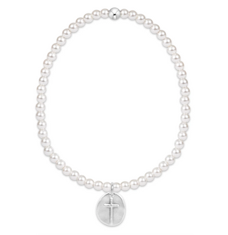 Classic Pearl 3mm Bead Bracelet - Inspire Small Sterling Charm