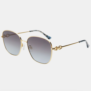 Lea Womens Round Sunglasses - Gold / Gradient Gray