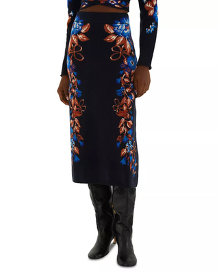 Knit Midi Skirt - Bow Garden Blue