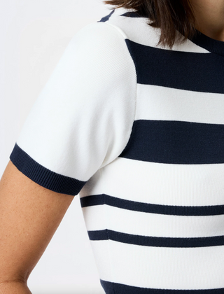 Maxime Knit Striped Short Sleeve - Marine/Summer White