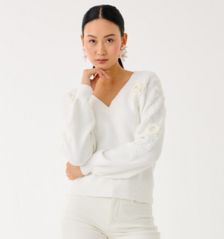 Alayla Sweater - Coconut Garden Party Embroidery