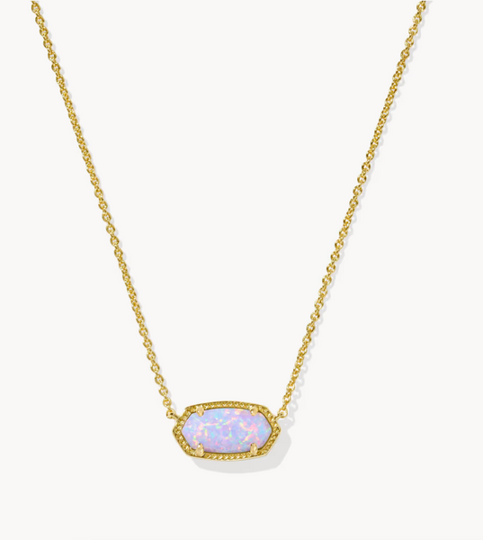 Elisa Short Pendant Necklace - Gold Lilac Kyocera Opal – Monkee's