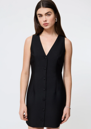 Struct Taffeta Sleeveless Mini Dress - Black