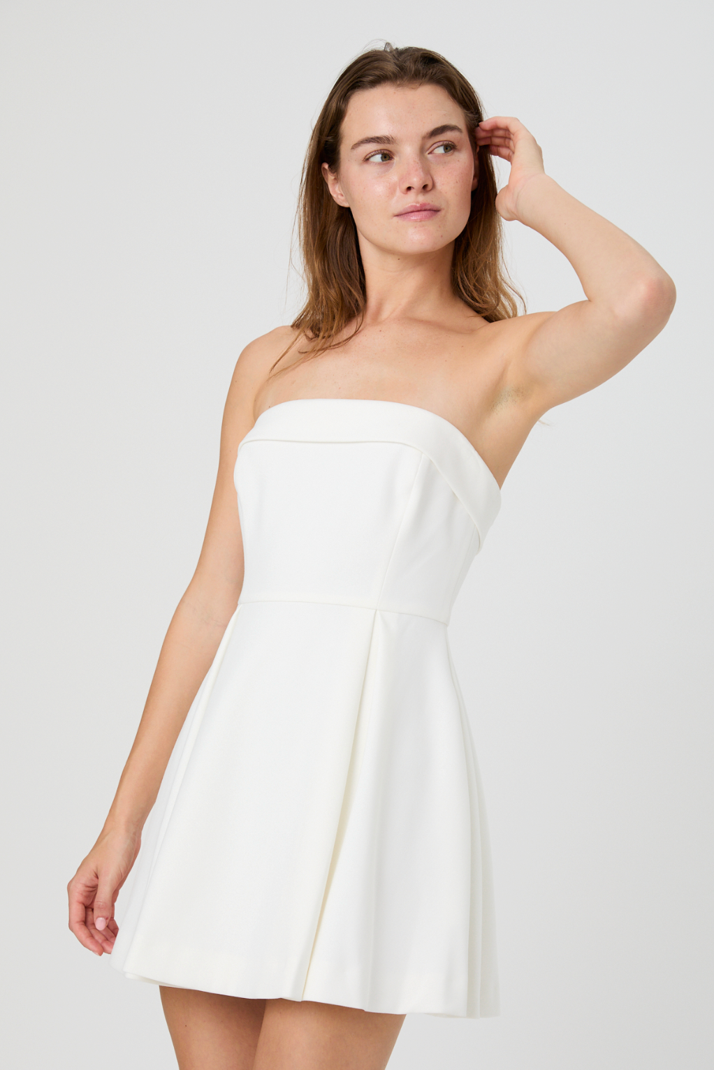 Women's Whisper Foldover Pleat Mini Dress in Summer White Women's Whisper Foldover Pleat Mini Dress in Summer White