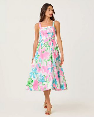 Rissy Midi Dress - Resort White / Viney Liney