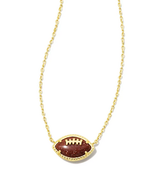 Football Short Pendant Necklace - Gold Orange Goldstone