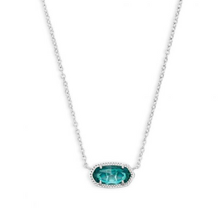 Elisa Short Pendant Necklace - Rhodium London Blue