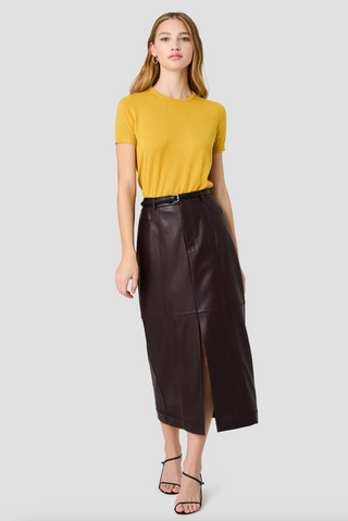Madeline Faux Leather Midi Skirt - Coc Brown