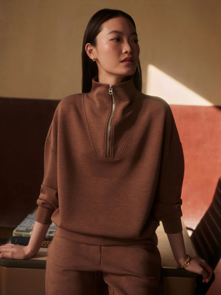 Hawley Half Zip Sweater - Golden Bronze Marl