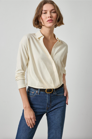 Faux Wrap Collared Top - Rope