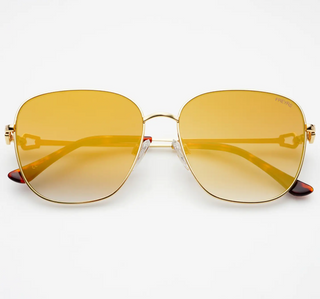 Lea Womens Round Sunglasses - Gold Mirror