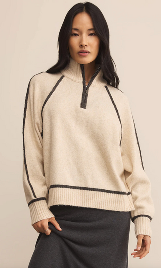 Alps Half Zip Sweater - Light Oatmeal Heather