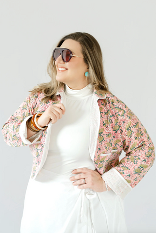 Birdie Jacket - Fancy Pink with Green Floral