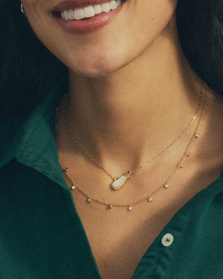 Golf Short Pendant Necklace - Gold Ivory Mother of Pearl