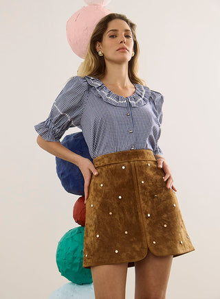 Valene Blouse - Checkmate Navy