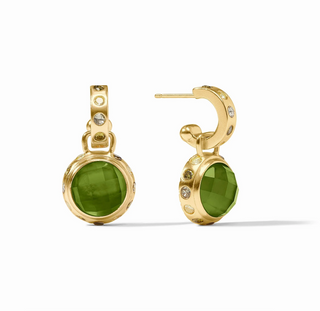 Rainbow Hoop & Charm Earring - Iridescent Palmetto Green