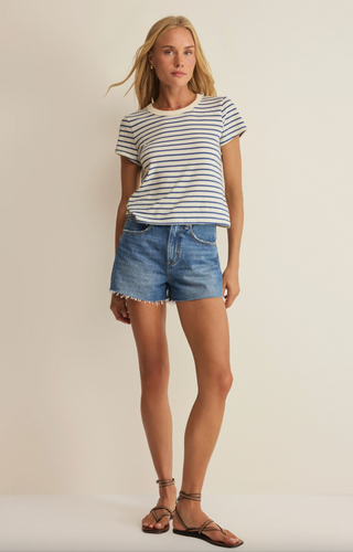JUNIE STRIPED TEE - TRUE NAVY