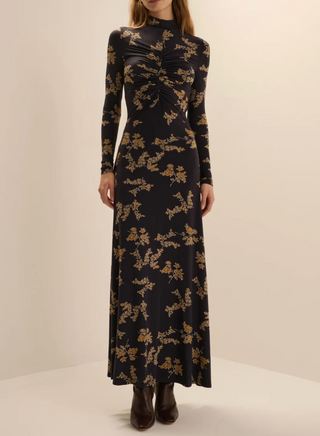 The Lucia Dress - Navy Vine Floral