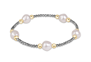 purpose admire pearl 8mm silver faceted hematite bracelet