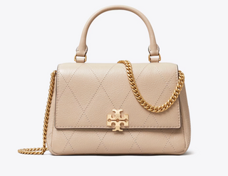 Charlie Quilted Top Handle Chain Wallet - Soft Cement