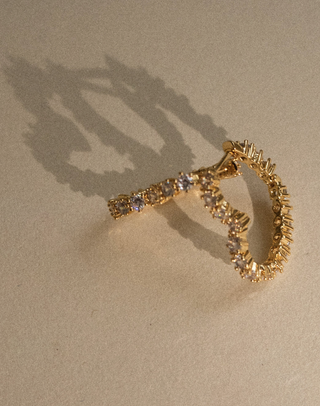 Diamond Heart Bijoux Hoops - Gold