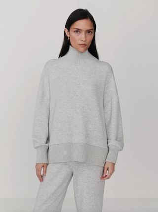Baker High Neck Sweater - Light Grey Marl