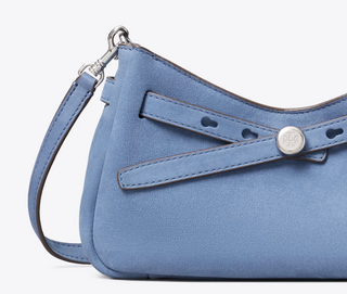 Romy Nubuck Zip Top Crossbody Bag - Soft Blue