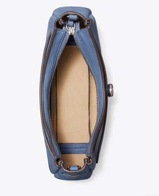 Romy Nubuck Zip Top Crossbody Bag - Soft Blue