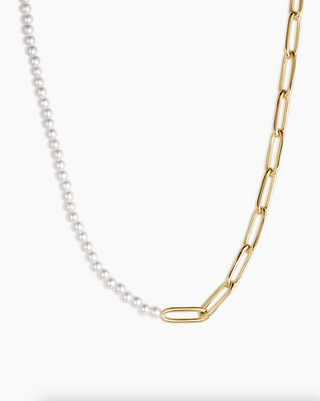 Florence Pearl Chain Necklace - Gold