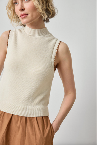 Mixed Media Mock Neck Dress - Rope