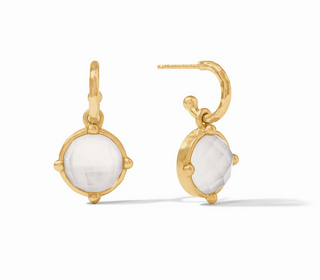 Honeybee Hoop and Charm Earring - Iridescent Clear Crystal