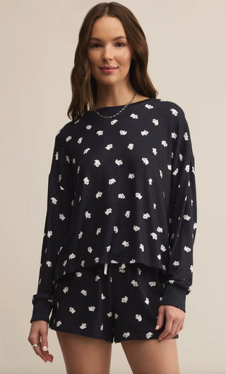 Regan Ghost Long Sleeve Top - Black Sand