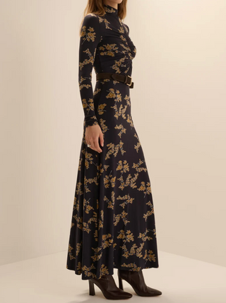 The Lucia Dress - Navy Vine Floral